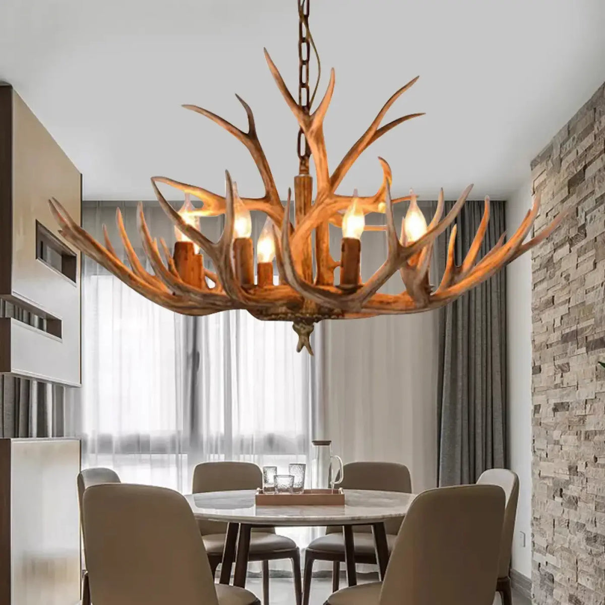 Suspension luminaire salle a manger salon bois vintage