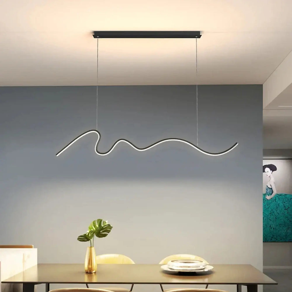 Suspension luminaire salle a manger salon design sinueux