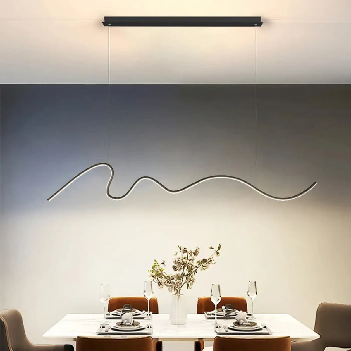Suspension luminaire salle a manger salon design sinueux
