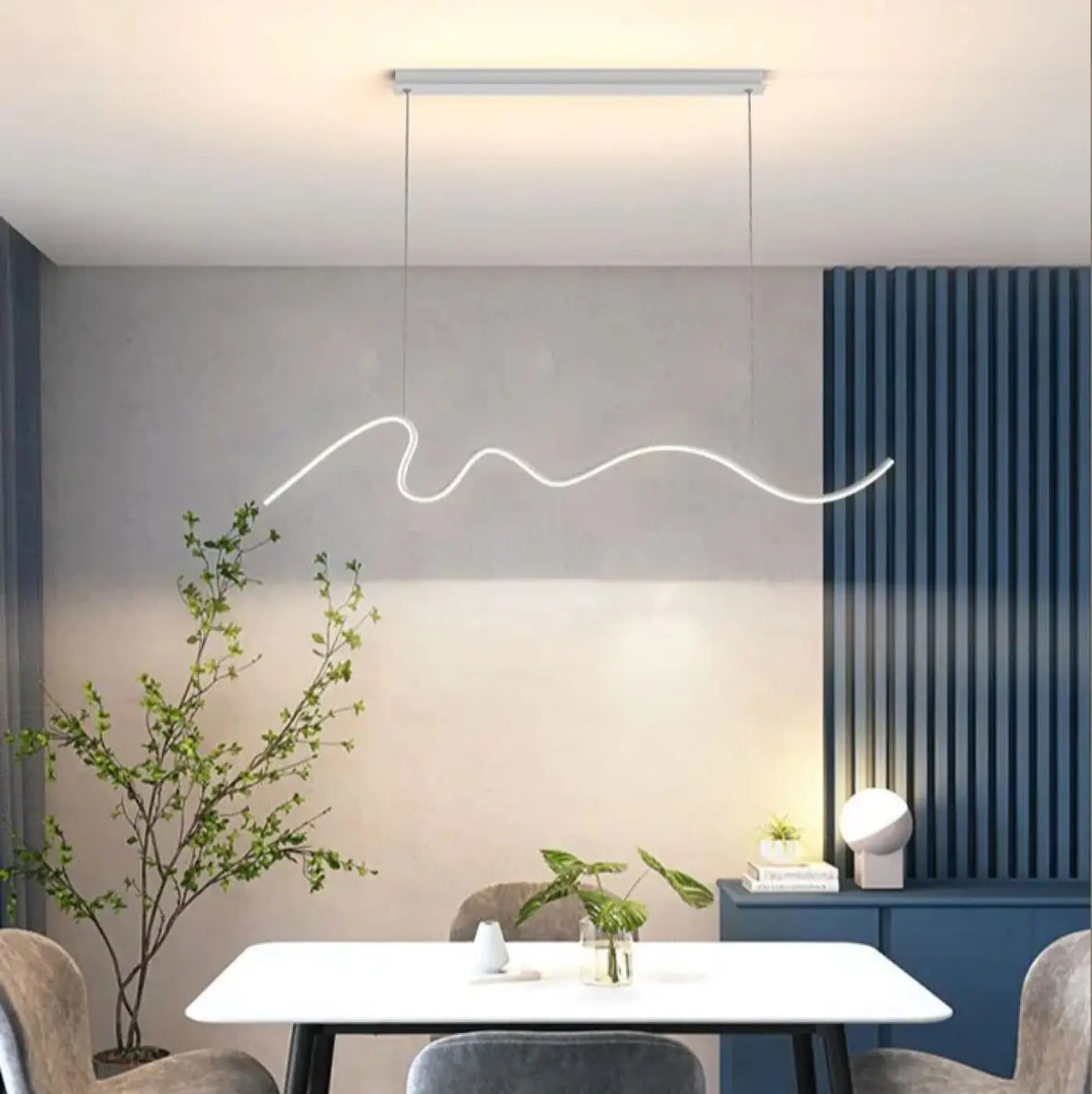 Suspension luminaire salle a manger salon design sinueux