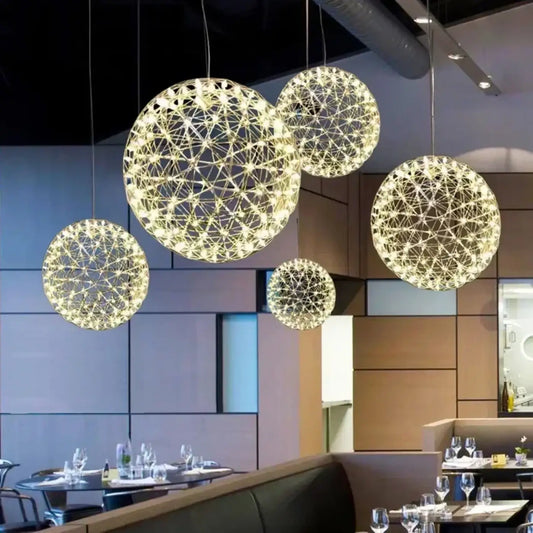 Suspension luminaire salle a manger sphere metal design