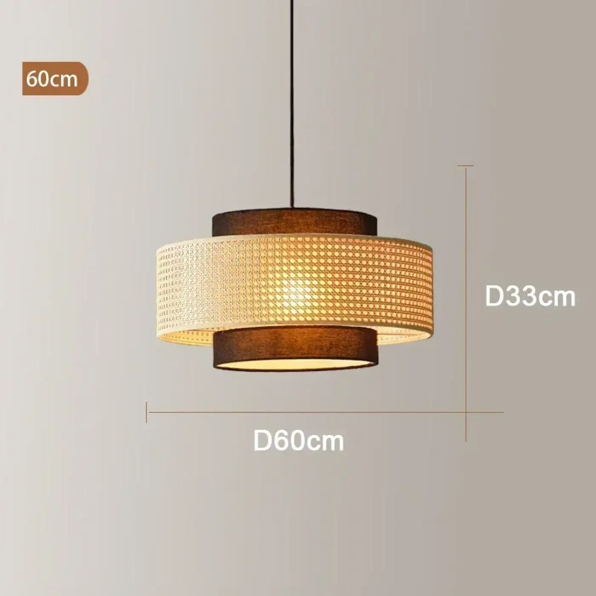 Suspension luminaire salle a manger tambour rotin design