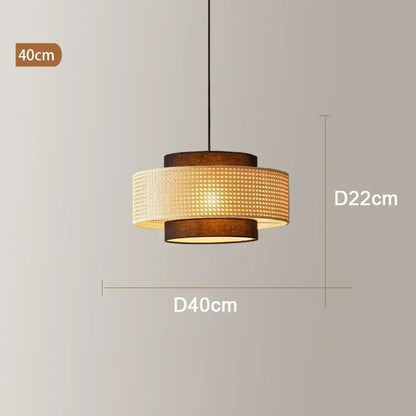 Suspension luminaire salle a manger tambour rotin design