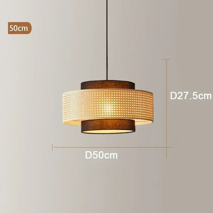 Suspension luminaire salle a manger tambour rotin design