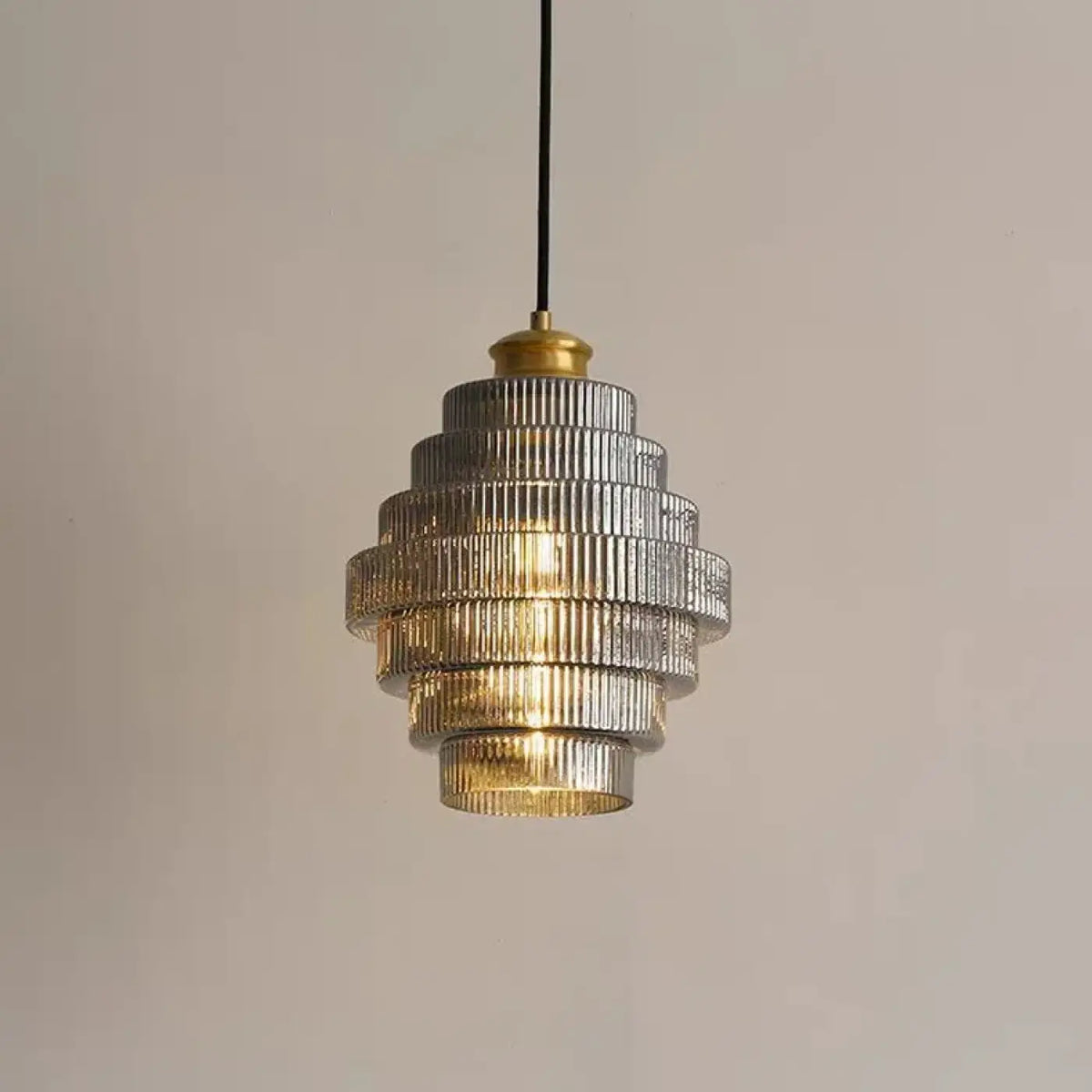 Suspension luminaire salle a manger verre strie design