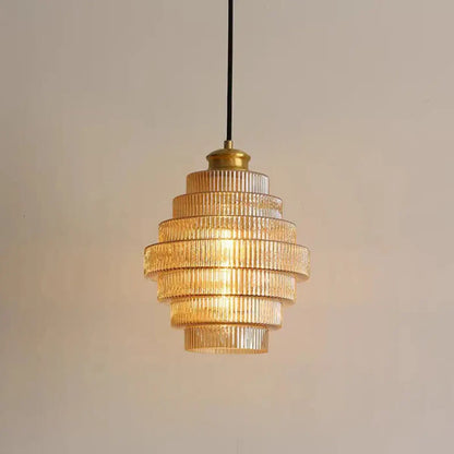 Suspension luminaire salle a manger verre strie design
