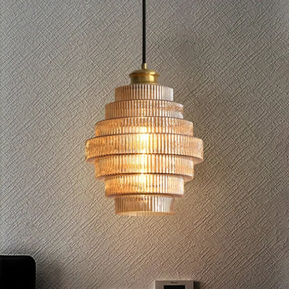 Suspension luminaire salle a manger verre strie design