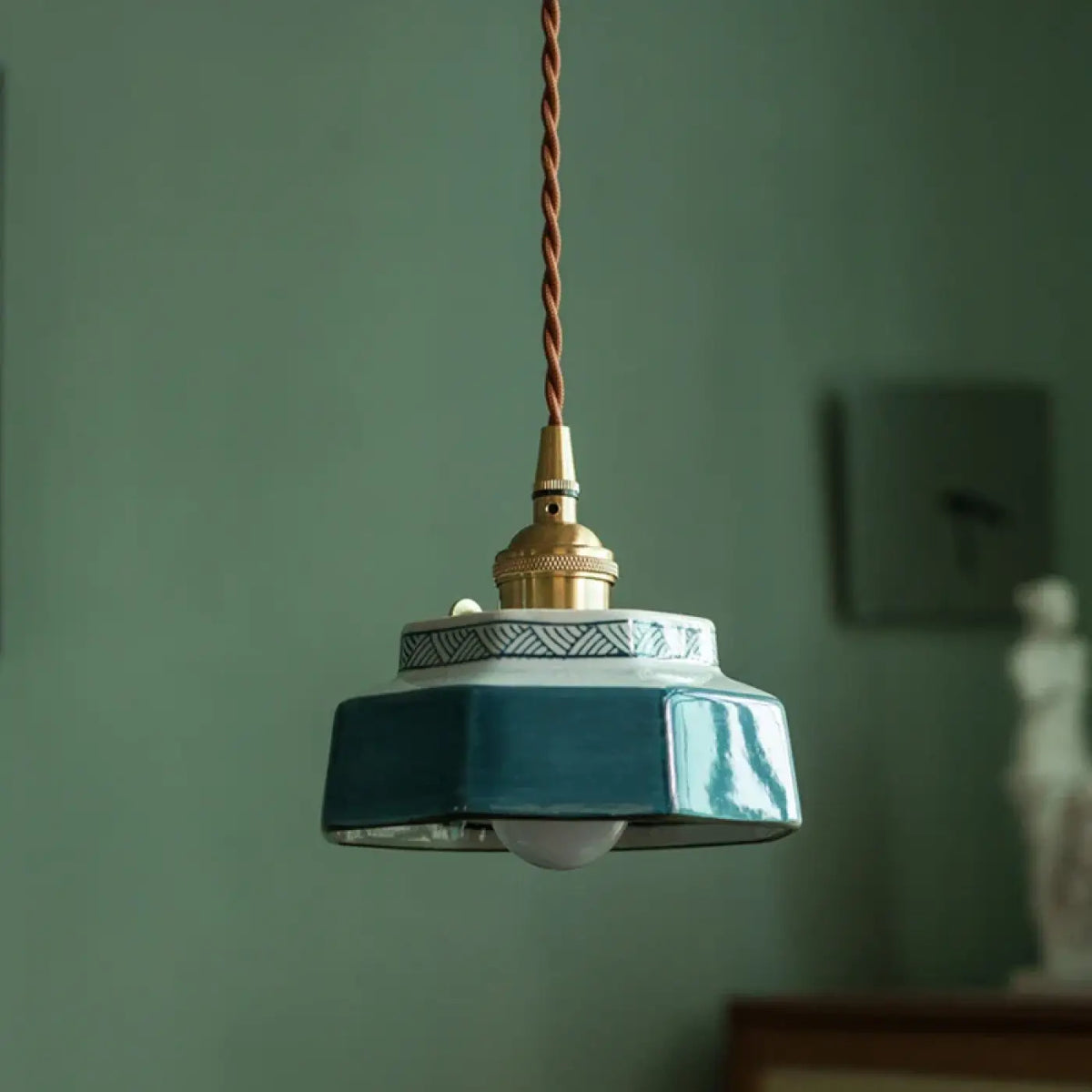 Suspension luminaire salon ceramique retro design
