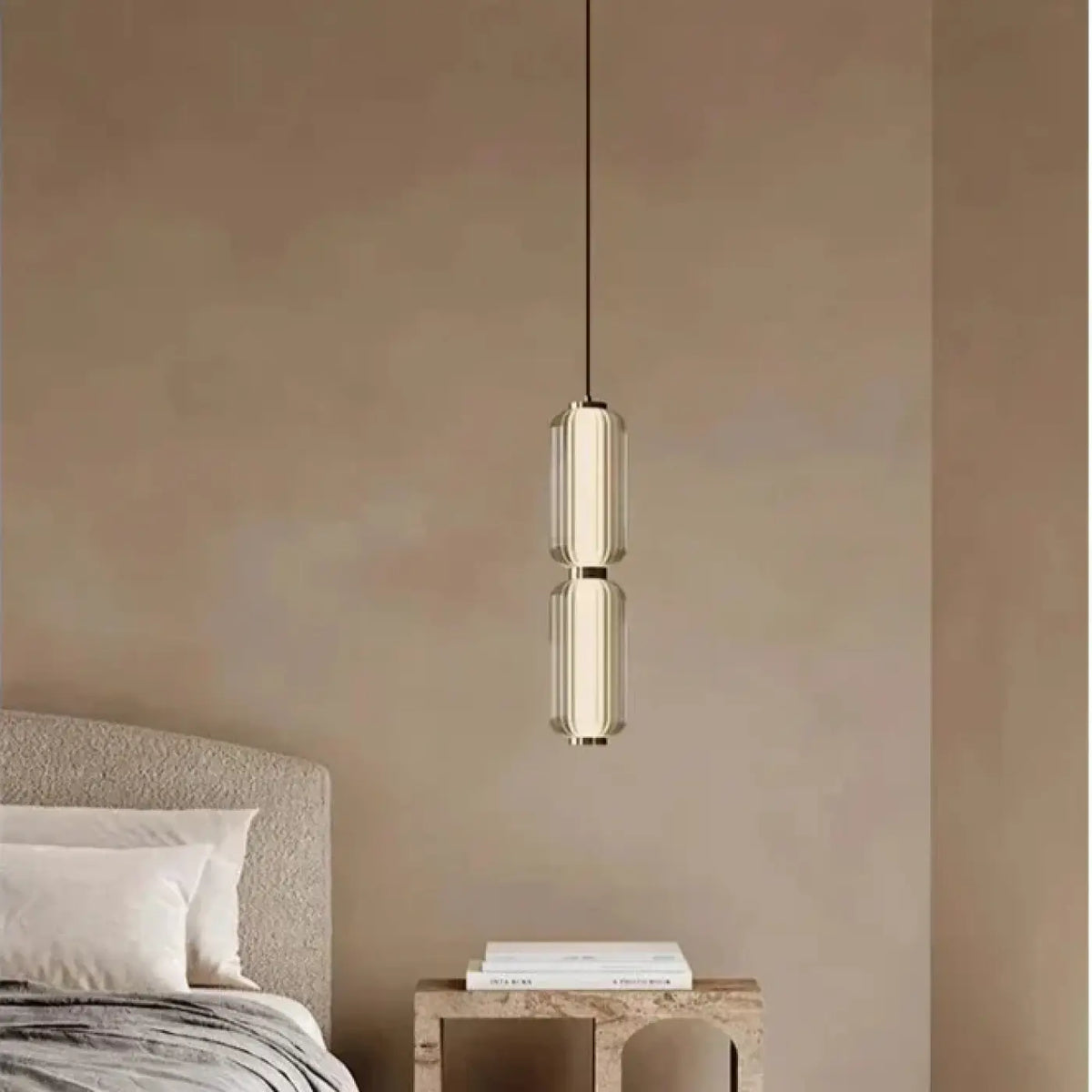 Suspension luminaire salon chambre cylindre verre design
