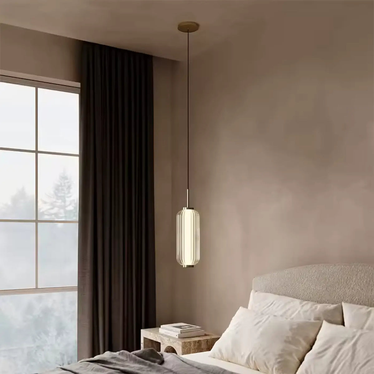Suspension luminaire salon chambre cylindre verre design