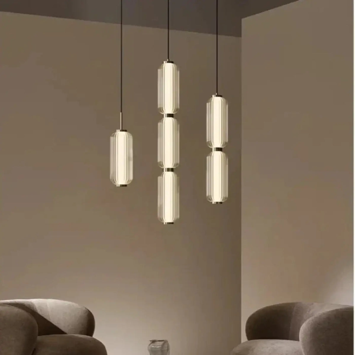 Suspension luminaire salon chambre cylindre verre design