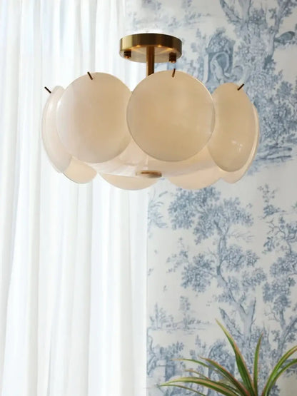 Suspension luminaire salon chambre disques verre design