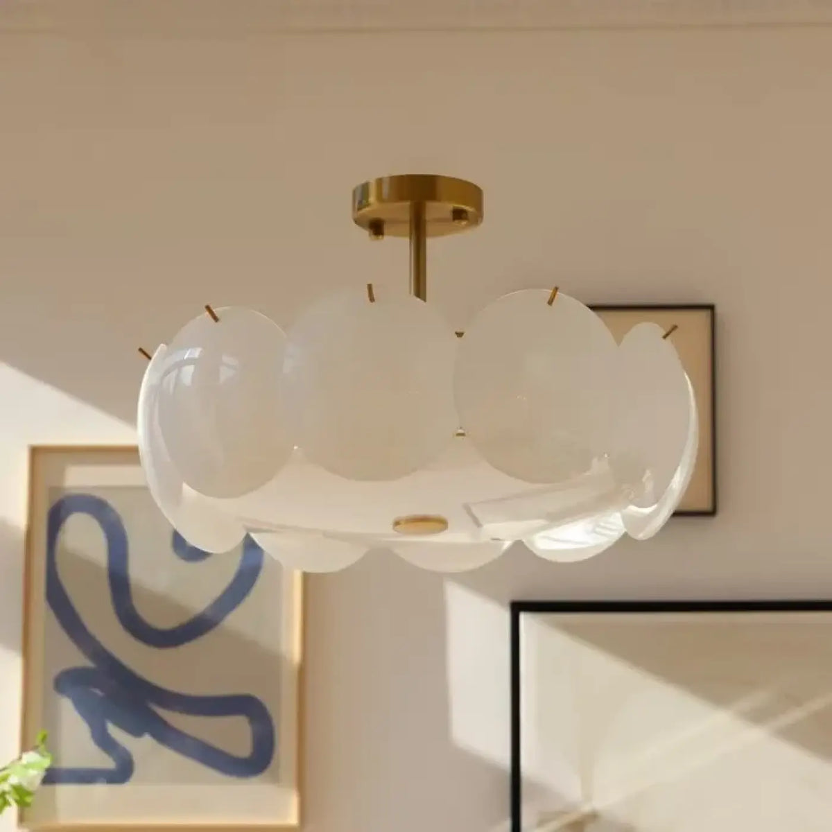 Suspension luminaire salon chambre disques verre design