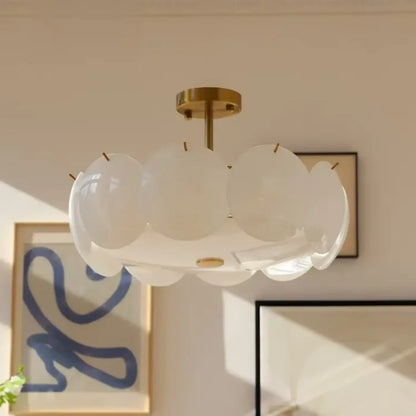Suspension luminaire salon chambre disques verre design
