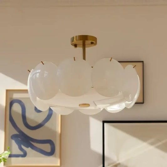 Suspension luminaire salon chambre disques verre design