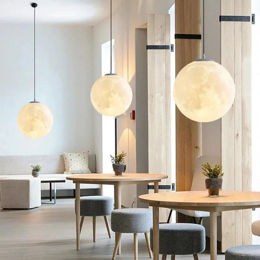Suspension luminaire salon chambre lune design