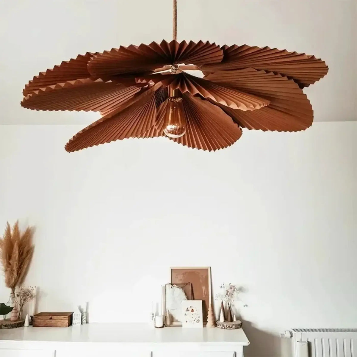 Suspension luminaire salon chambre papier boheme chic