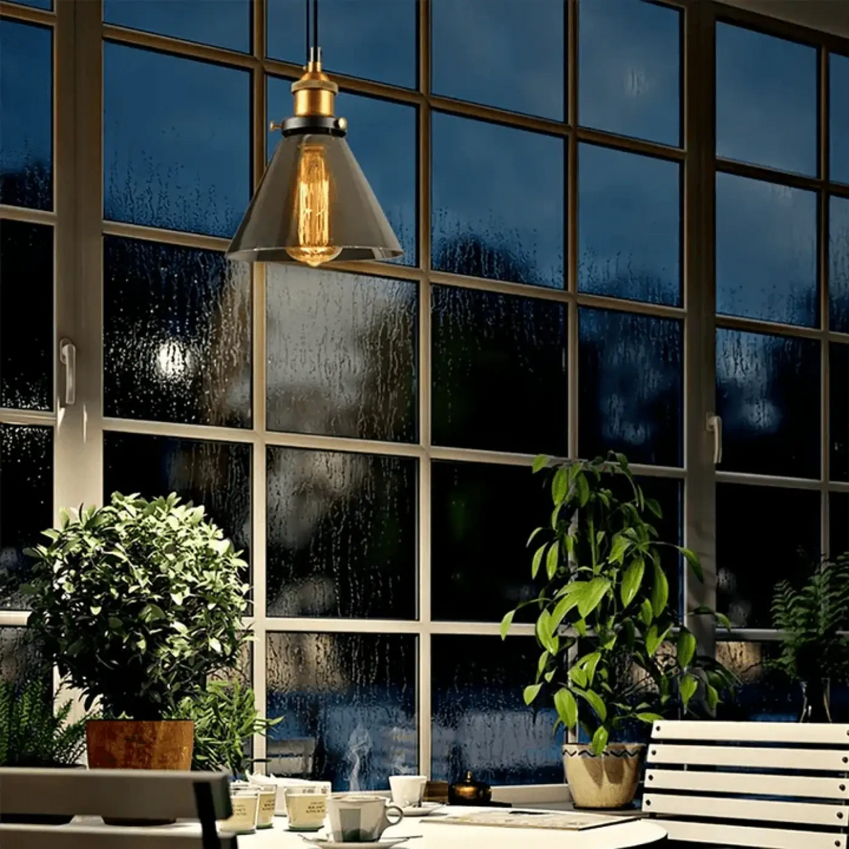 Suspension luminaire salon chambre verre fume design