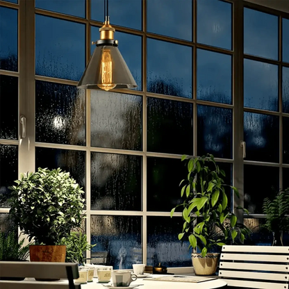 Suspension luminaire salon chambre verre fume design