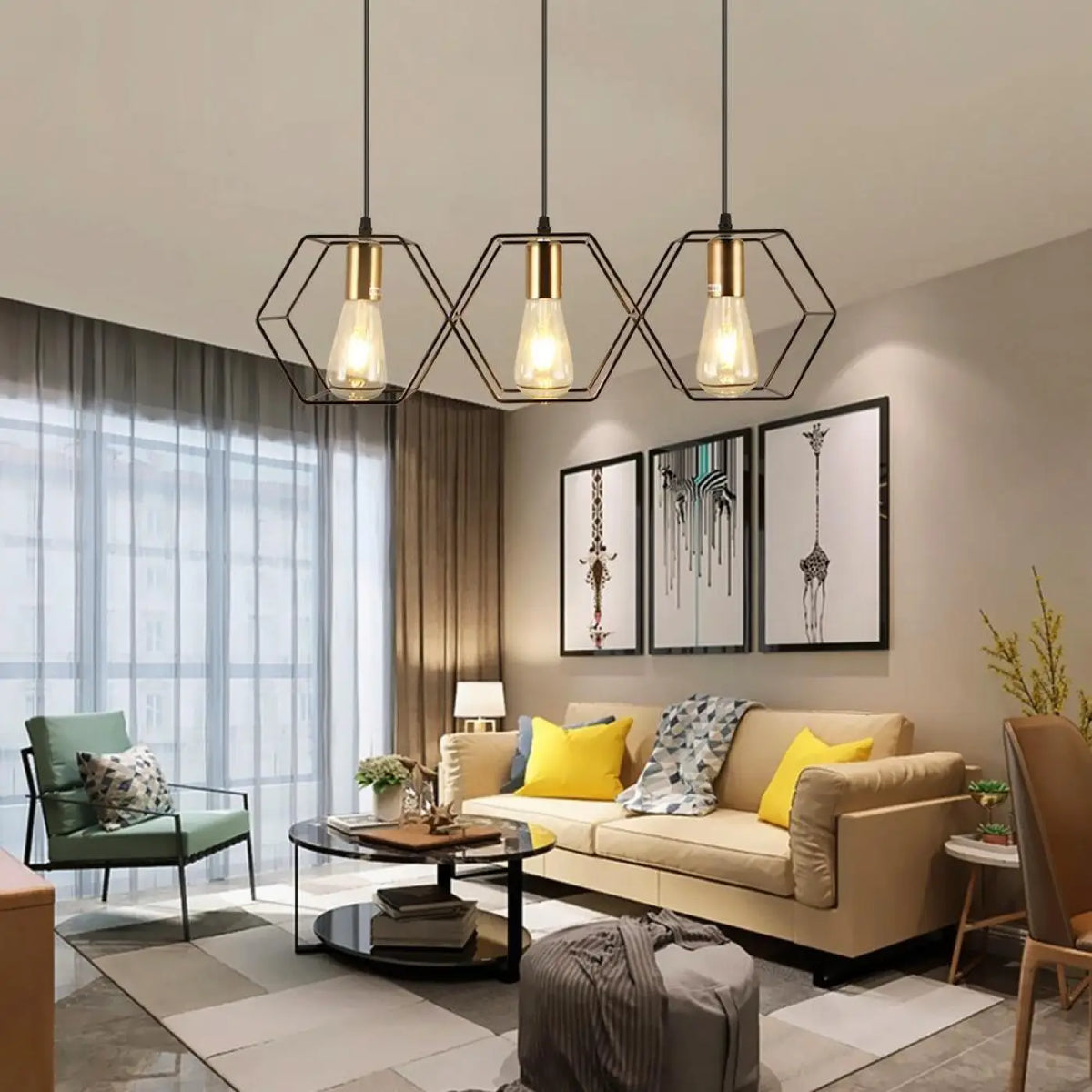 Suspension luminaire salon cuisine chambre metal noir