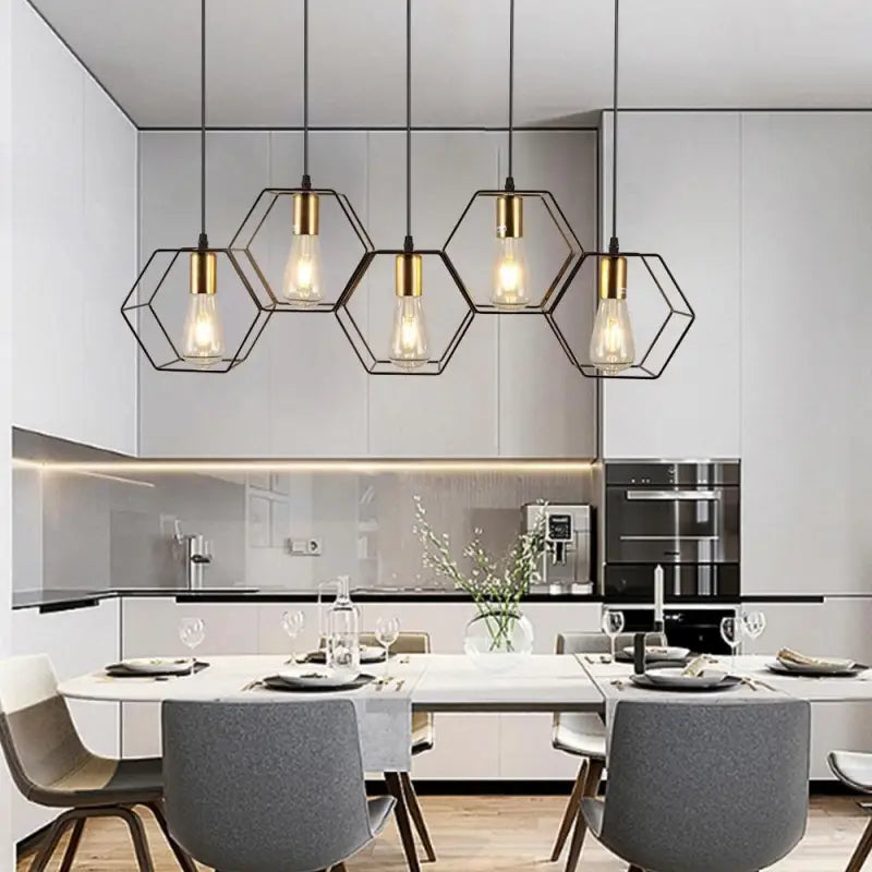 Suspension luminaire salon cuisine chambre metal noir