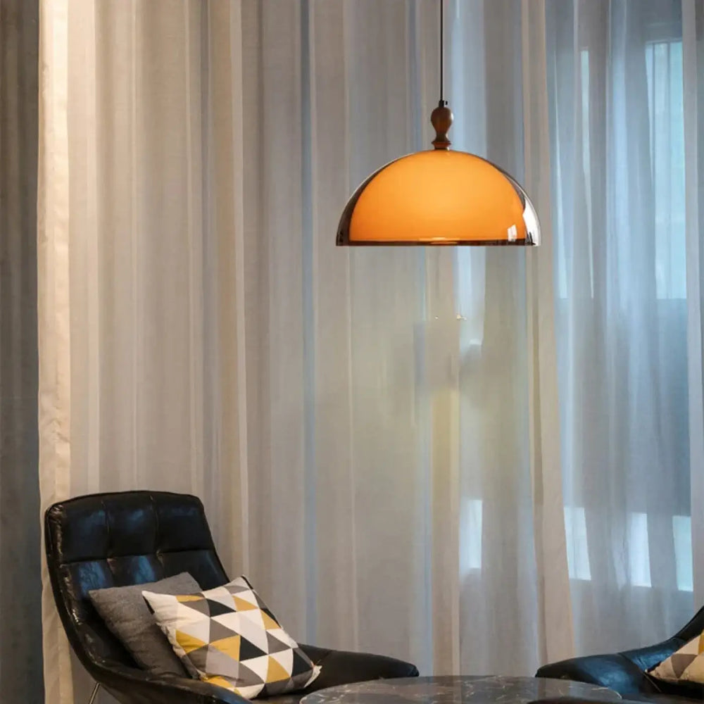 Suspension luminaire salon cuisine dome orange retro