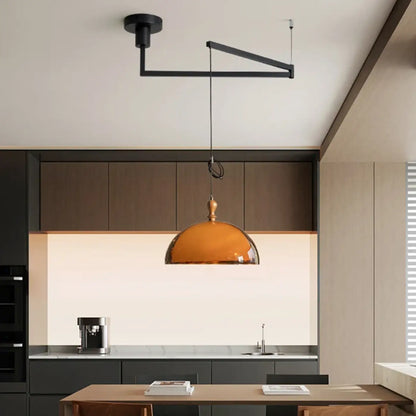 Suspension luminaire salon cuisine dome orange retro