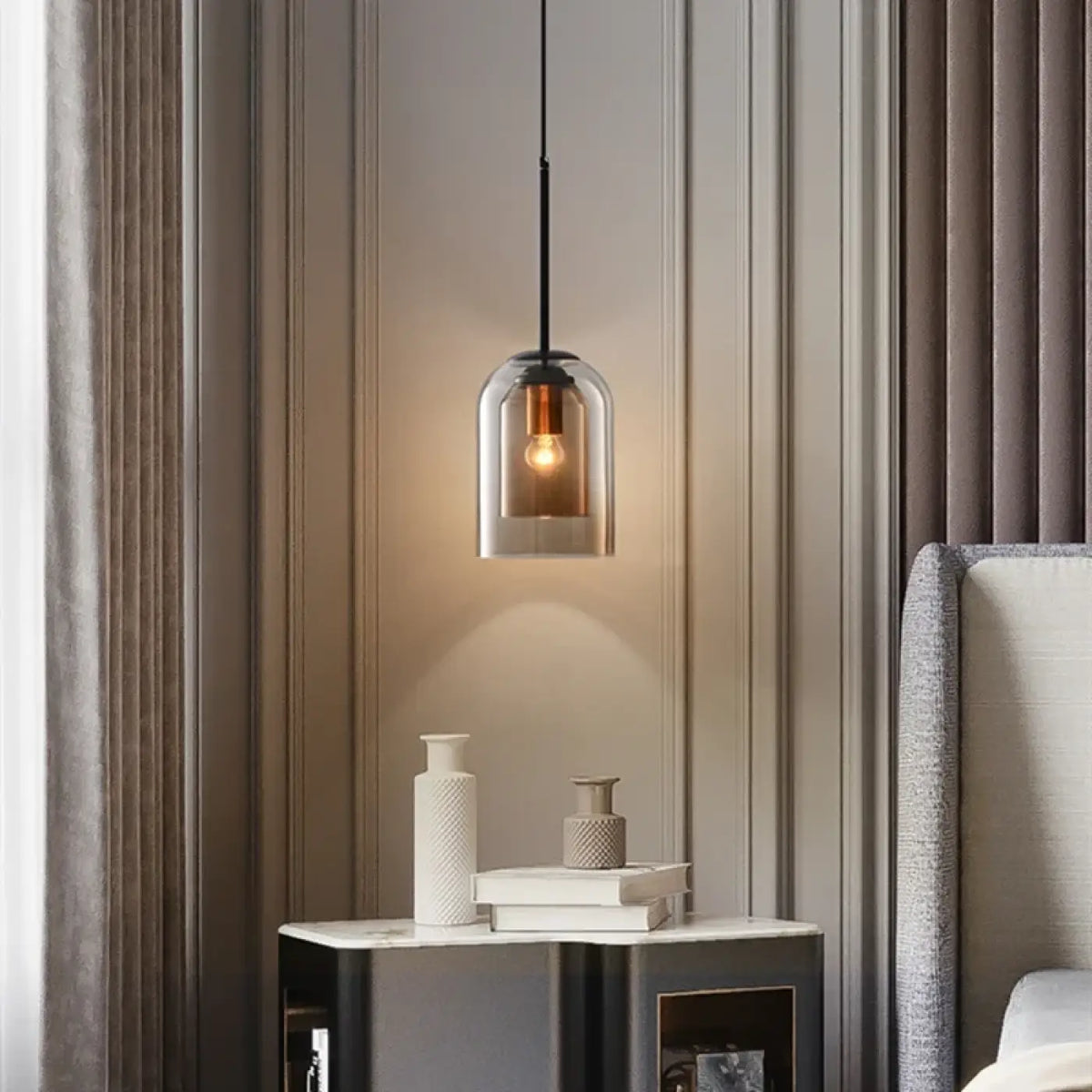 Suspension luminaire salon cuisine verre teinte design
