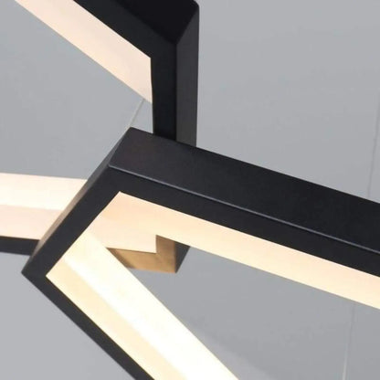 Suspension luminaire salon hexagone noire design