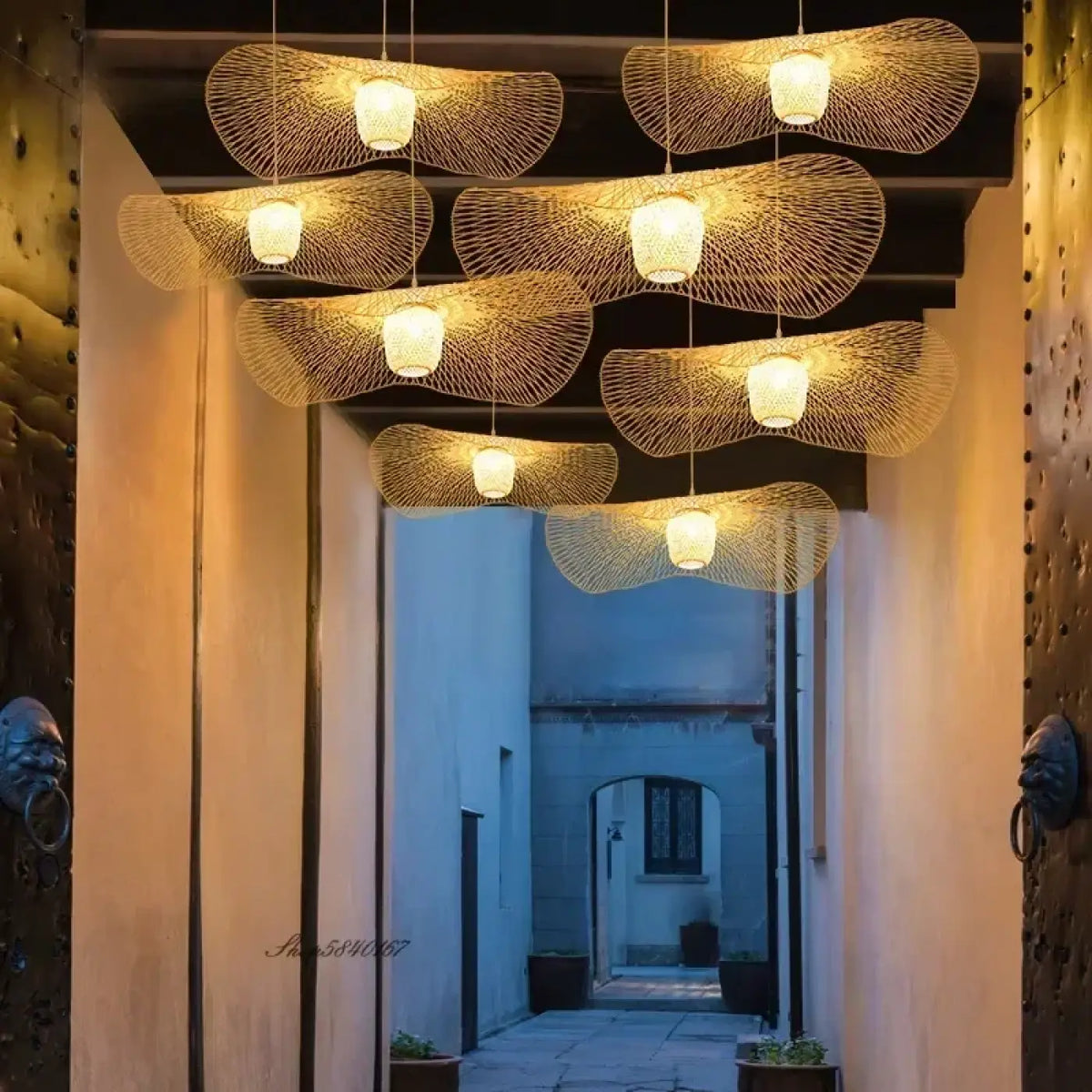 Suspension luminaire salon metal tisse design