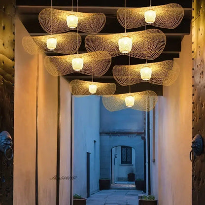 Suspension luminaire salon metal tisse design