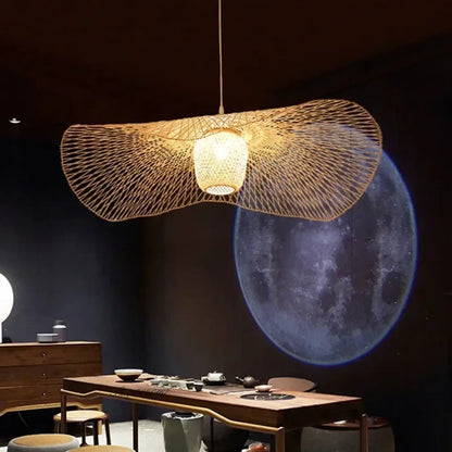 Suspension luminaire salon metal tisse design