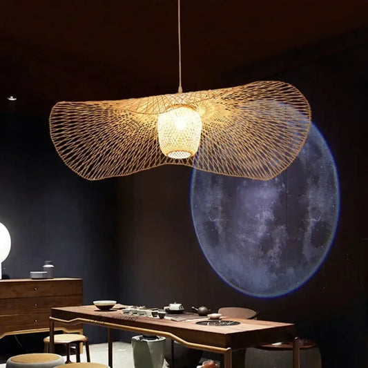 Suspension luminaire salon metal tisse design