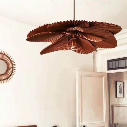 Suspension luminaire salon papier plisse design