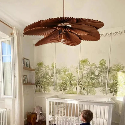 Suspension luminaire salon papier plisse design