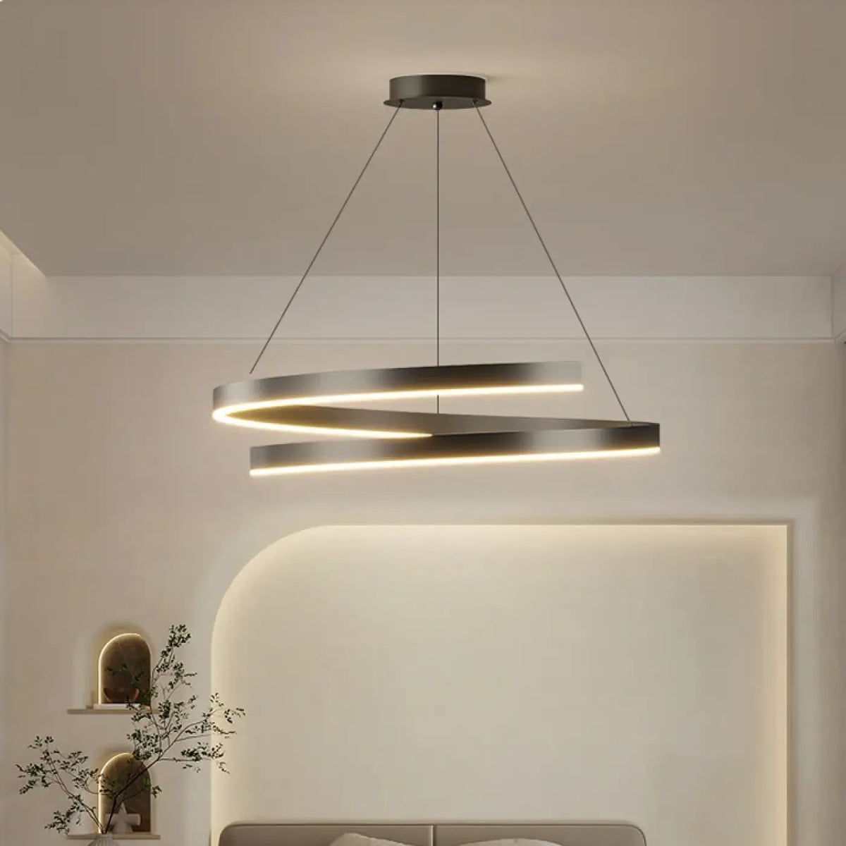 Suspension luminaire salon salle a manger anneaux design