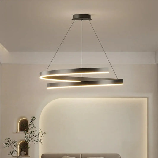 Suspension luminaire salon salle a manger anneaux design