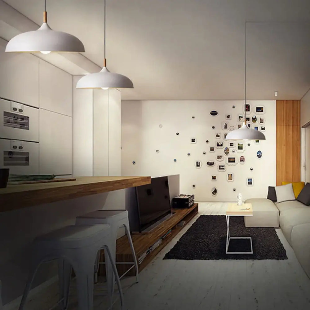 Suspension luminaire salon salle a manger bois arrondie