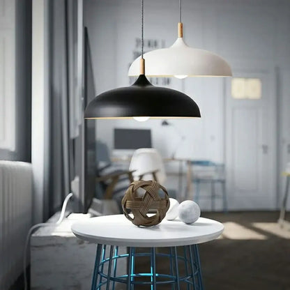 Suspension luminaire salon salle a manger bois arrondie