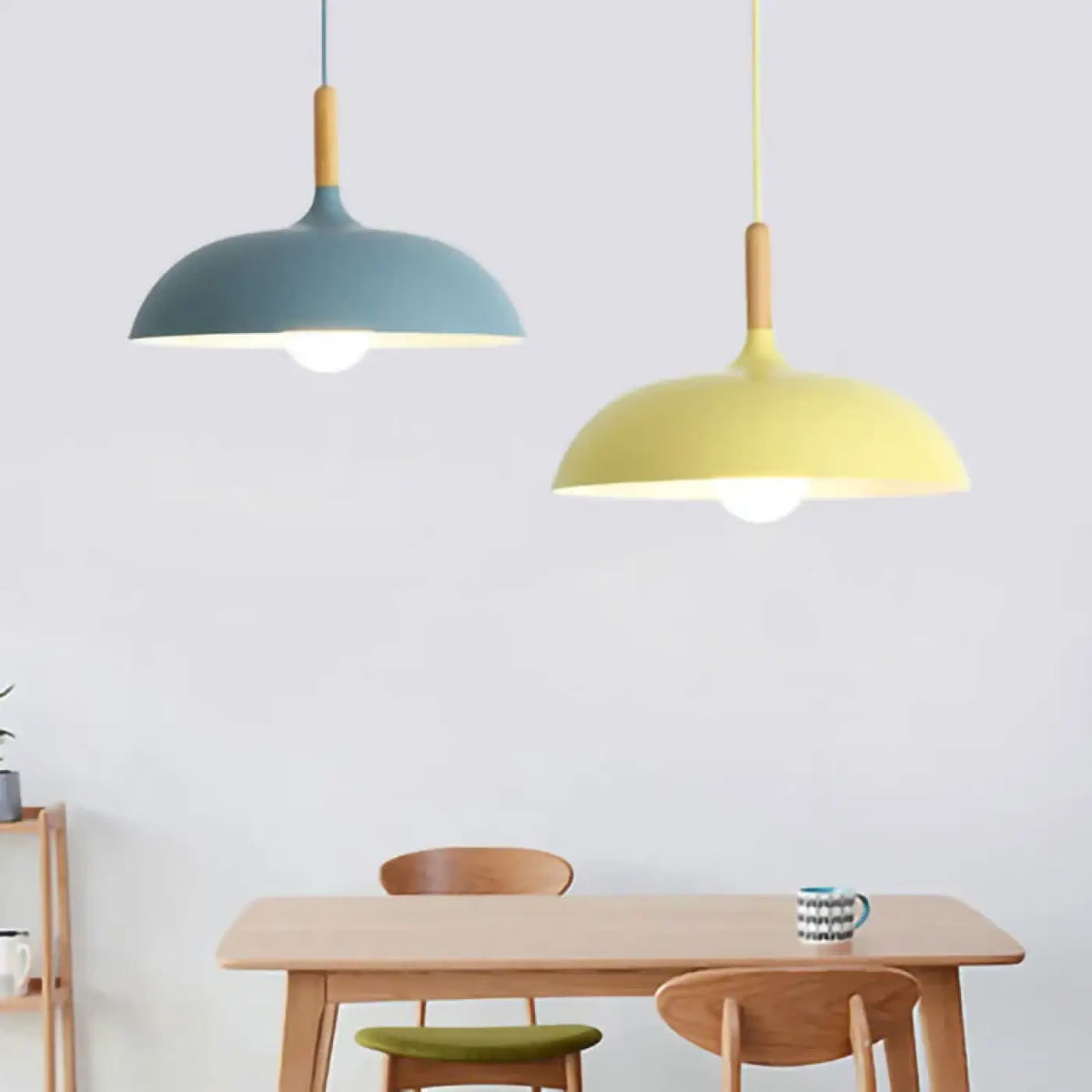 Suspension luminaire salon salle a manger bois arrondie