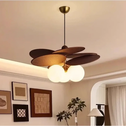 Suspension luminaire salon salle a manger bois moderne