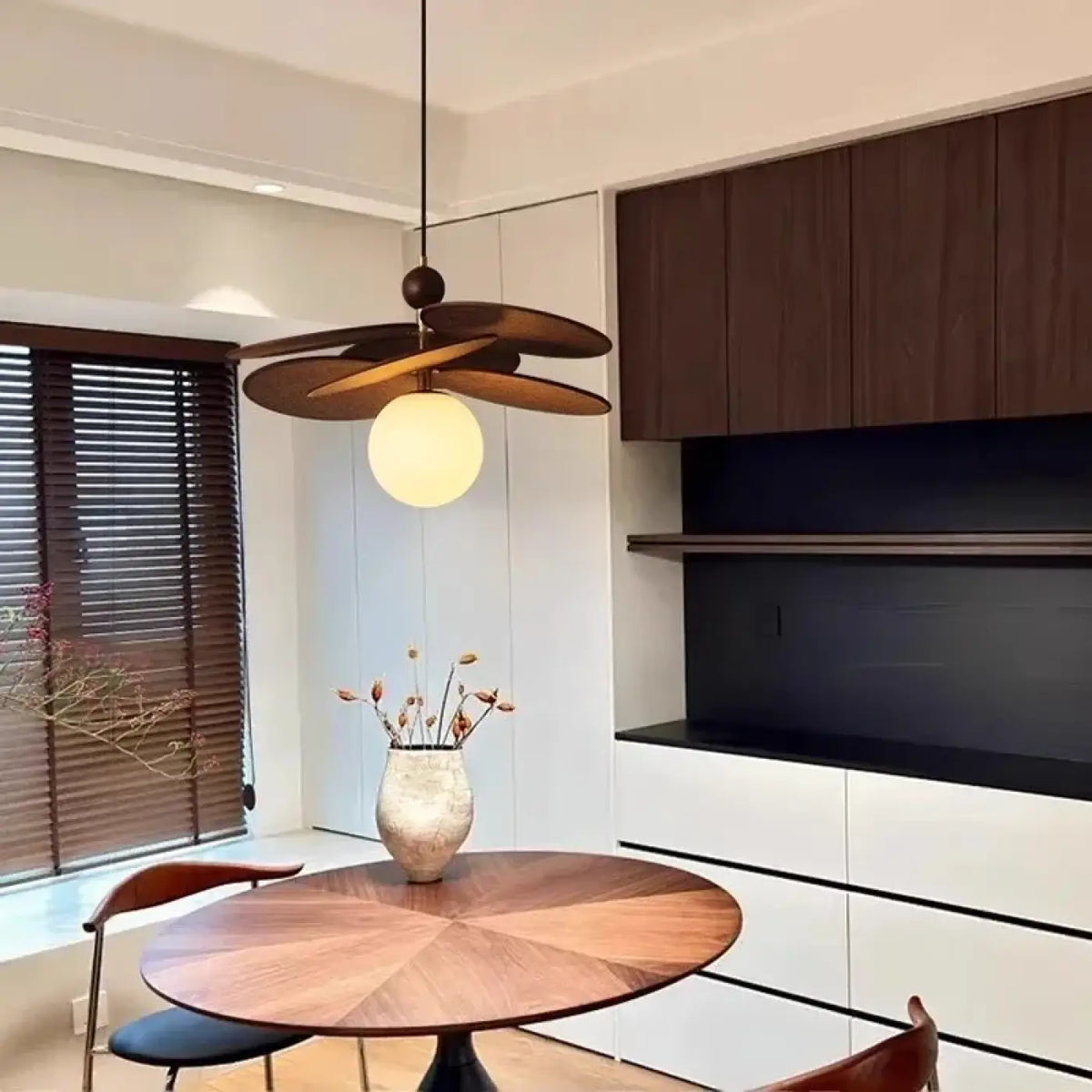 Suspension luminaire salon salle a manger bois moderne