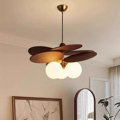 Suspension luminaire salon salle a manger bois moderne