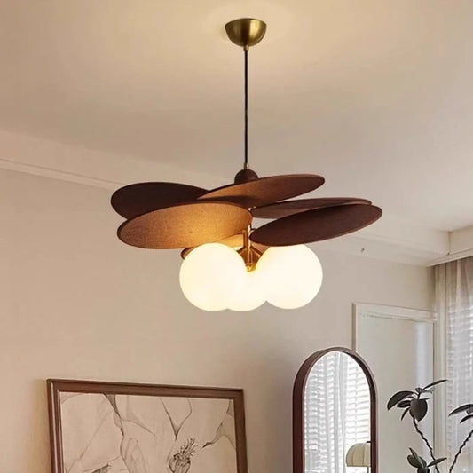 Suspension luminaire salon salle a manger bois moderne