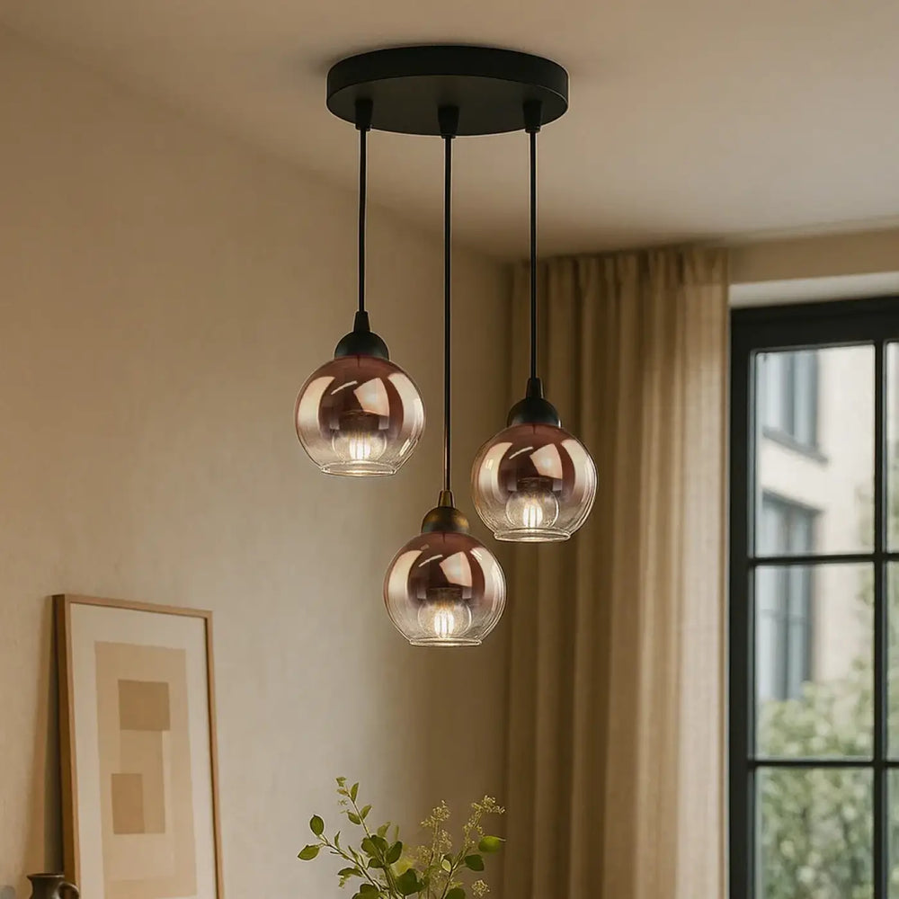 Suspension luminaire salon salle a manger boule verre