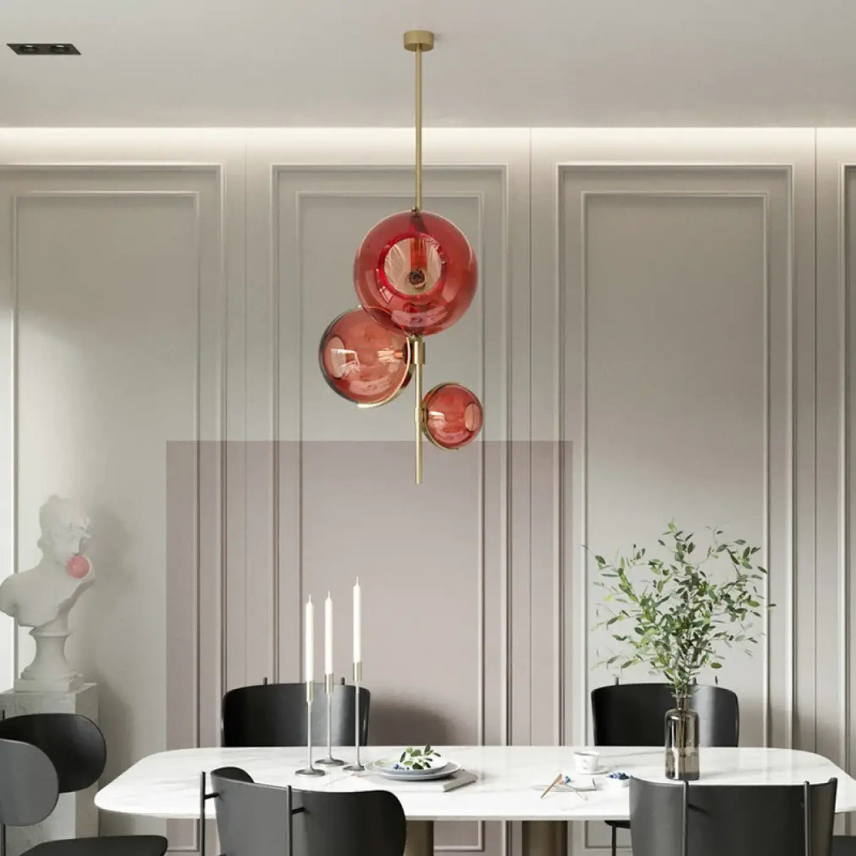 Suspension luminaire salon salle a manger boule verre design