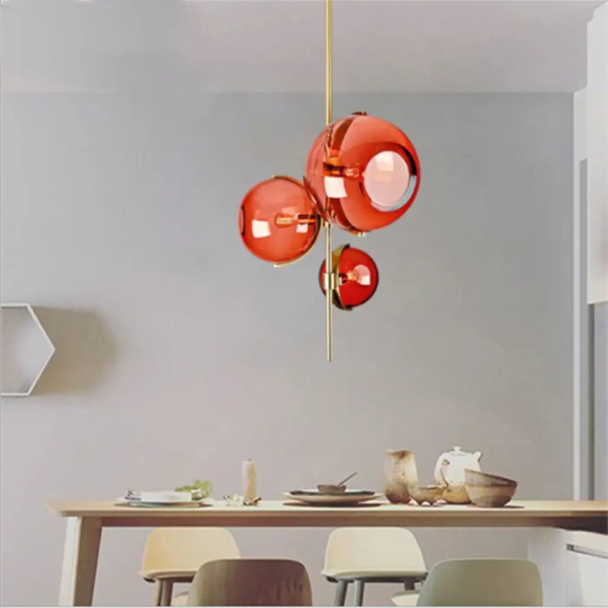 Suspension luminaire salon salle a manger boule verre design