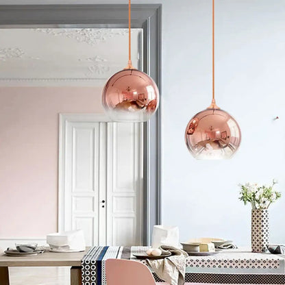 Suspension luminaire salon salle a manger boule verre teinte
