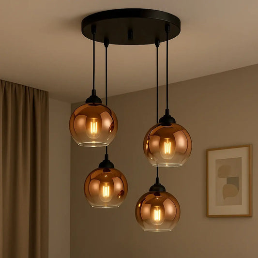 Suspension luminaire salon salle a manger boule verre