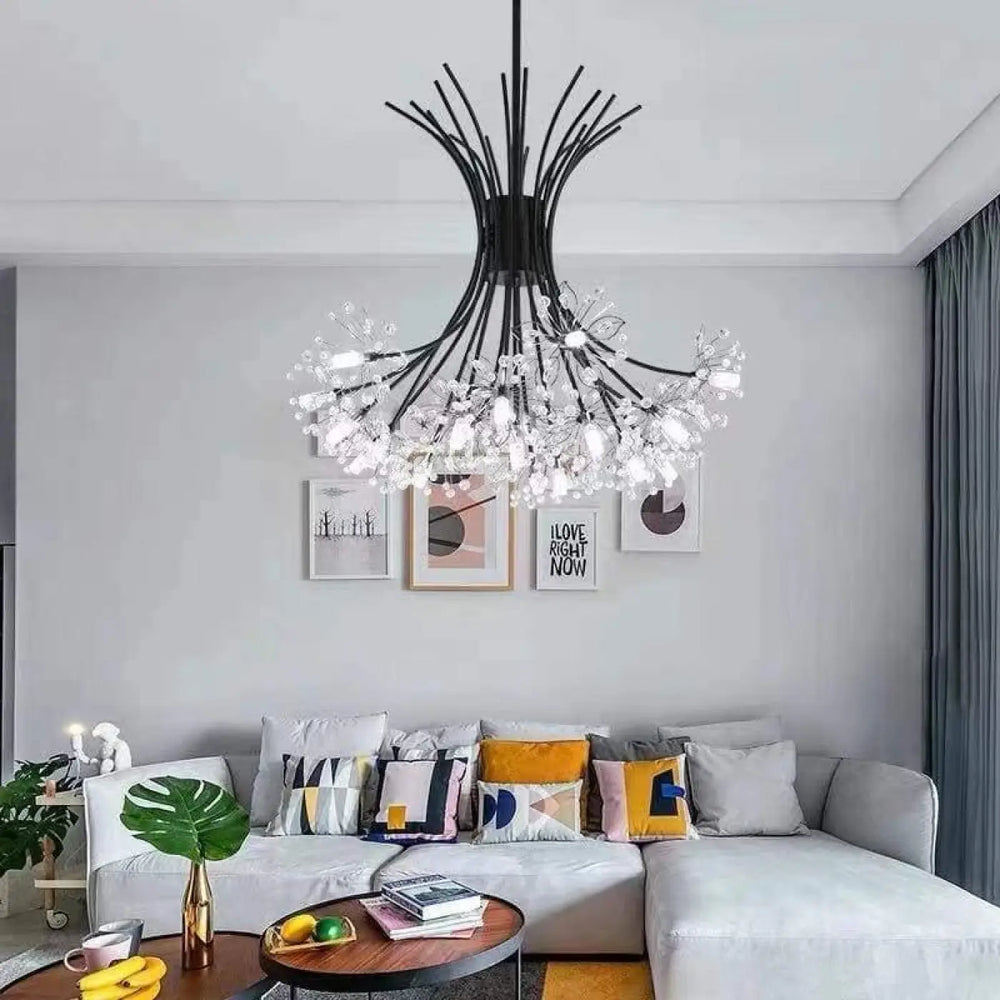 Suspension luminaire salon salle a manger bouquet cristal